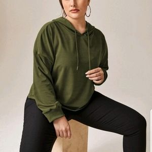 Olive green cropped hoodie